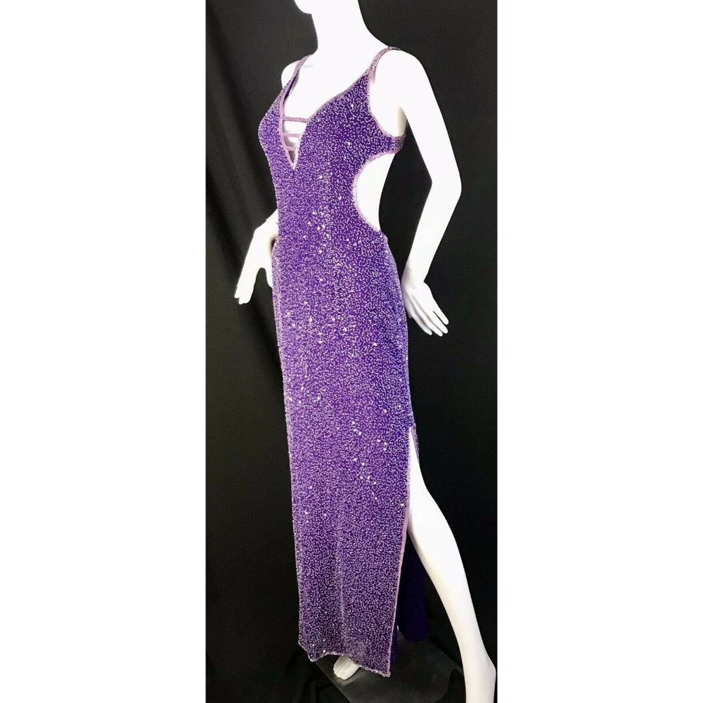 ✨Fully Sequins/Beaded Embellished Sheath Gown with side Slit, SCALA GOWN